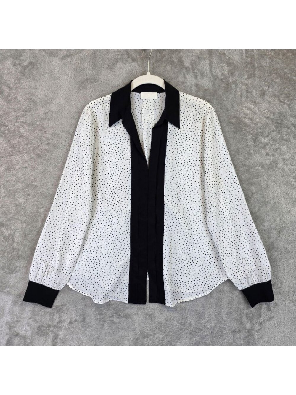7 For All Mankind Shirt Womens S White Black Geometric Contrast Trim Office City